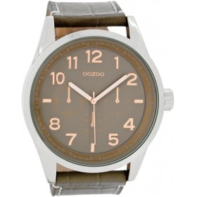 OOZOO Timepieces 50mm Grey Croco Leather Strap C7481